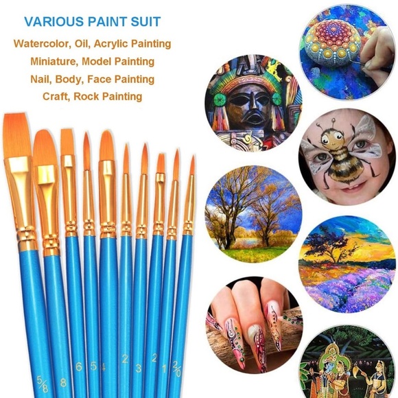 BOSOBO Paint Brush Set, 2 Pack 20 Pcs Round-Pointed Tip Nylon - Picture 6 of 6